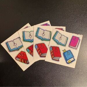 4 Sheets of Sparkly Book Stickers - Vintage - 4 Stickers per Sheet